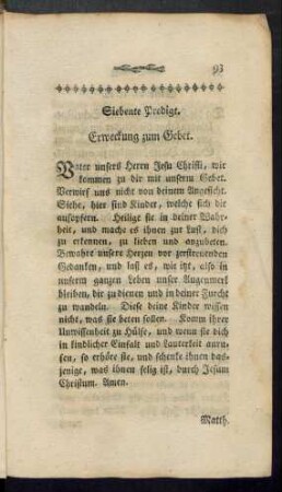Siebente Predigt. Erweckung zum Gebet.