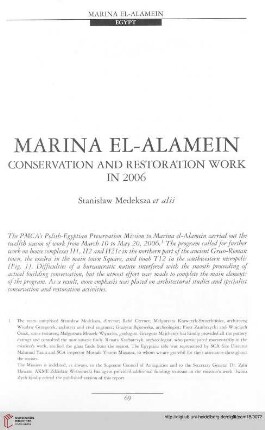 18: Marina el-Alamein : conservation and restoration work in 2006