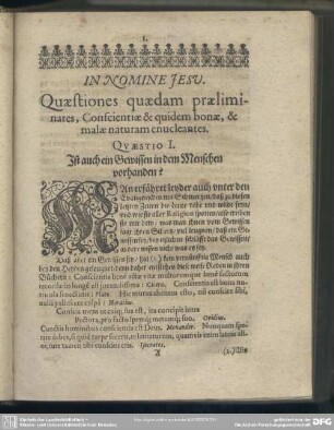 Quaestiones quaedam praeliminares, Conscientiae & quidem bonae, & malae naturam enucleantes