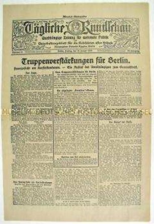 Tageszeitung "Tägliche Rundschau" zu den revolutionären Kämpfen in Berlin