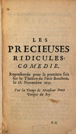 Les précieuses ridicules : comédie