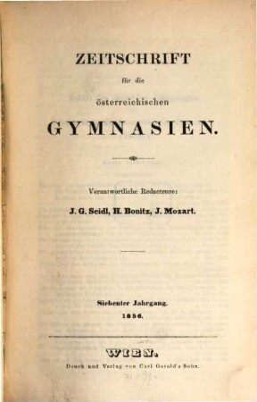 Zeitschrift für die österreichischen Gymnasien, 7. 1856