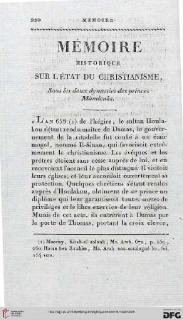 Mémoires historique sur l'état du christianisme