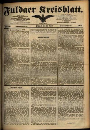 Ausgabe vom Mittwoch, den 26. April 1905.