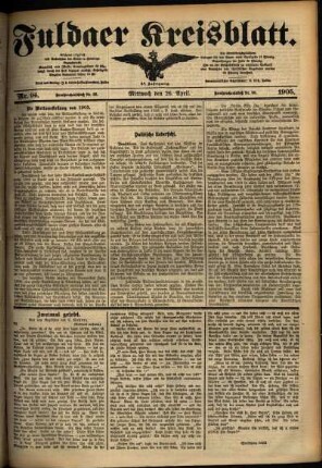 Ausgabe vom Mittwoch, den 26. April 1905.