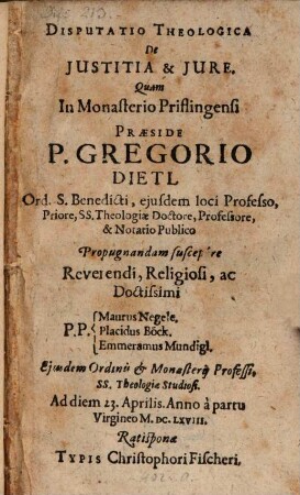 Disputatio Theologica De Justitia & Jure