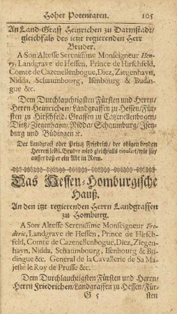 Das Hessen-Homburgische Hauß