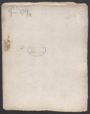 Mirabilis metamorphosis, V (2), Coro, orch, Excerpts - BSB Cgm 5719(16 : [inside of cover:] Personae // Prologus Seu spillgraff // Diocletian kayser // Fertl hoffherr // stöffl hoffherr // Prinz A. // Prinz B. // Jupiter // Gözenpfaff // Lucifer // Wizlwuzl // Belzebue // Aschemodi // Kaltipockh