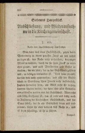 Siebentes Hauptstück. Ausschließung, und Wiederaufnahme in die Kirchengemeinschaft.