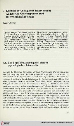 7: Klinisch-psychologische Intervention: Allgemeine Gesichtspunkte und Interventionsforschung