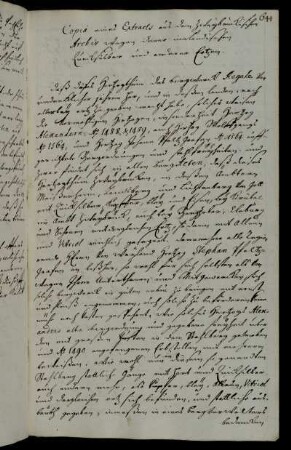 Copia und Extracts aus dem Zweybrückischen Archiv [...]