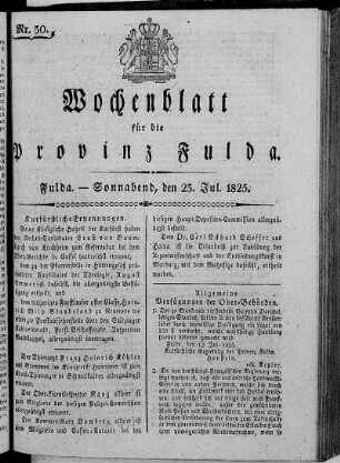 Nr. 30, Ausgabe vom 23. Juli 1825