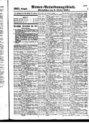 1661. Ausgabe. Montag, 8. Oktober 1917