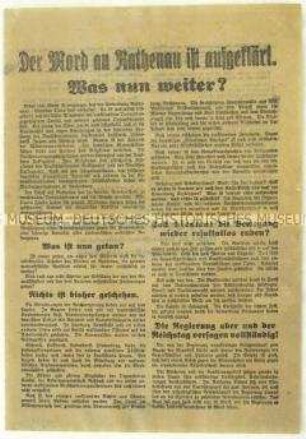 Flugblatt der KPD zum Mord an Walther Rathenau und gegen die Politik der Reichsregierung