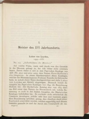 I. Meister des XVI. Jahrhunderts.