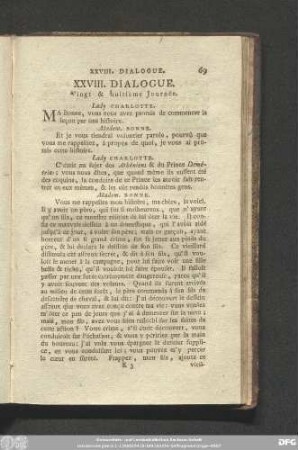 XXVIII. Dialogue. Vingt & huitième Journée.