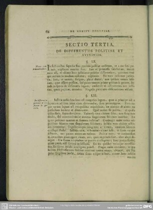 Sectio Tertia. De Differentiis Politiae Et Iustitiae