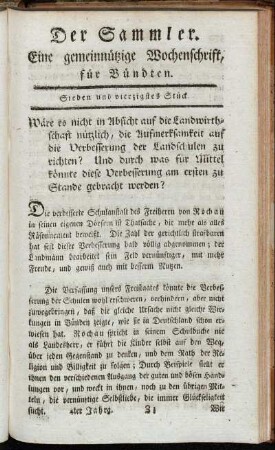 Sieben und vierzigstes Stück.