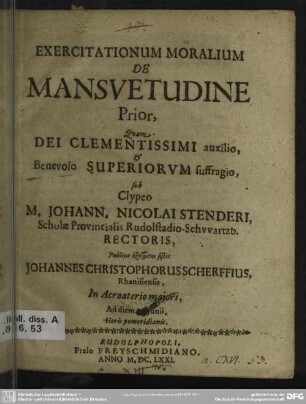 1: Exercitationum moralium de mansvetudine