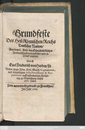Grundfeste Des Heil. Römischen Reichs Teutscher Nation