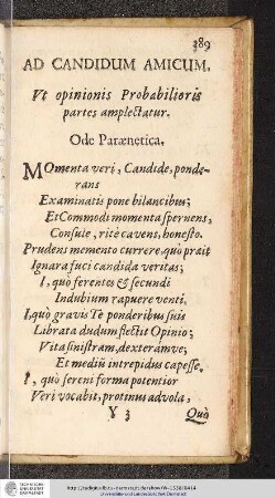 Ad candidum amicum.