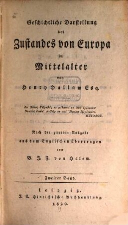 Geschichtliche Darstellung des Zustandes von Europa im Mittelalter, 2