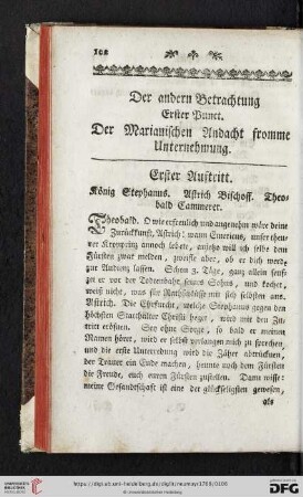 Erster Punct: Der Marianischen Andacht fromme Unternehmung