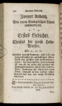 Zweyter Anhang. Von einem Evangelischen Lehrer communicirt.