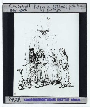 Rembrandt, Petrus und Johannes heilen den Lahmen (Zeichnung Benesch 619) (New York MMA 11.85)