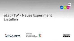 eLabFTW: Neues Experiment - Erstellen