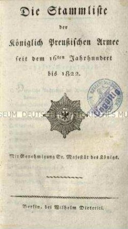 Stammliste der Königlich-Preußischen Armee 1822