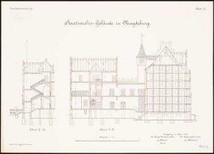 Staatsarchiv, Magdeburg: Längsschnitt, Querschnitt 1:100