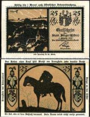 Berga 25 Pfennig, Notgeldserie