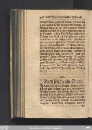 XXXI. Drey friedreiche Dinge.
