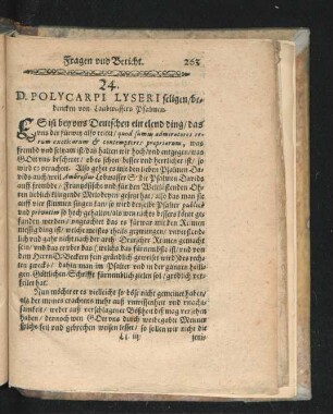 24. D. Polycarpi Lyseri seligen bedencken von Laubwassers Psalmen.