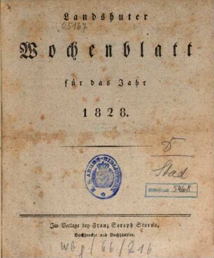 Landshuter Wochenblatt. 1828