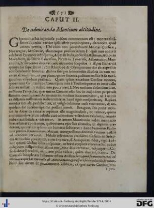 Caput II. De admiranda Montium altitudine.