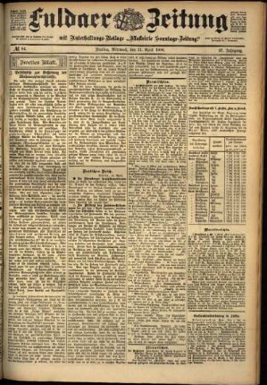 Zweite Ausgabe vom Mittwoch, den 11. April 1900.