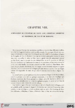 Chapitre VIII: Comparaison de l'écriture de Ninive avec l'écriture assyrienne de Persépolis,