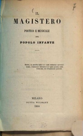 Il magistero poetico e musicale del popolo infante