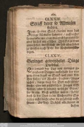 CLXXIV. Geringer geweyheter Dinge Diebstal.