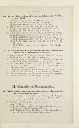 III. Reformation und Gegenreformation