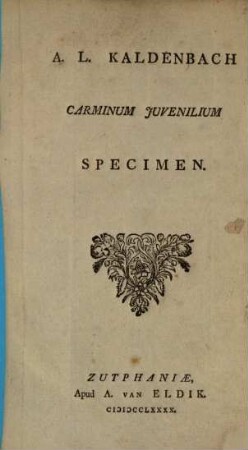 Carminum iuvenilium specimen