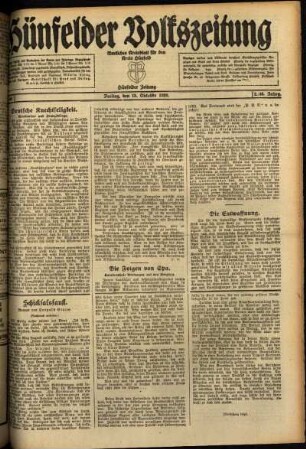 Ausgabe vom Freitag, den 15. Oktober 1920.