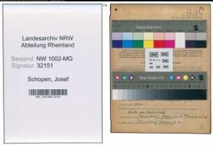 Entnazifizierung Josef Schopen , geb. 29.12.1895 (Schneider)
