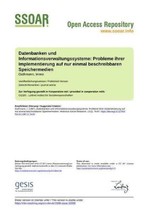 Datenbanken und Informationsverwaltungssysteme: Probleme ihrer Implementierung auf nur einmal beschreibbaren Speichermedien