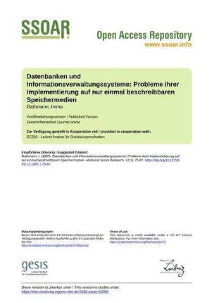Datenbanken und Informationsverwaltungssysteme: Probleme ihrer Implementierung auf nur einmal beschreibbaren Speichermedien