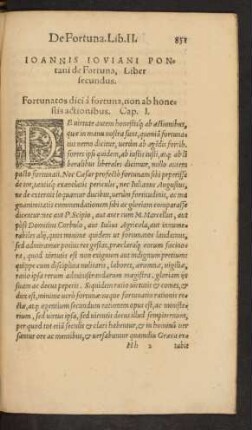 Ioannis Ioviani Pontani de Fortuna, Liber secundus.