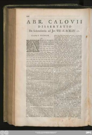 Abr. Calovii Dissertatio De Selenolatria ad Ier. VII:18. & XLIV:17.