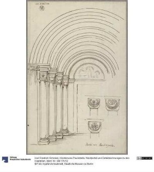 Klosterruine Paulinzella. Westportal und Detailzeichnungen zu den Kapitellen